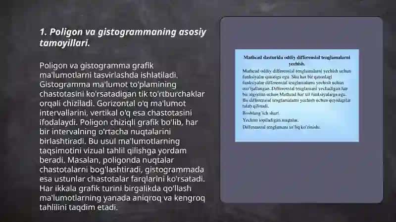 Poligonlar va gistogrammalarni masalalarda qo‘llash. Hayotga tatbiqi 3