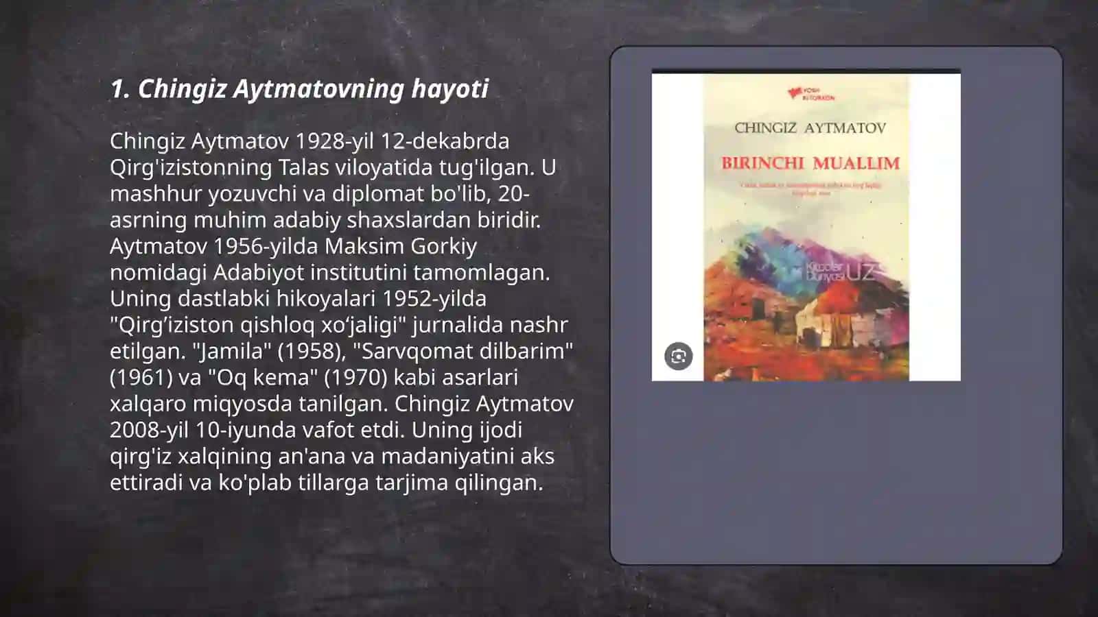 Chingiz Aytmatovning Birinchi muallim qissasi 3