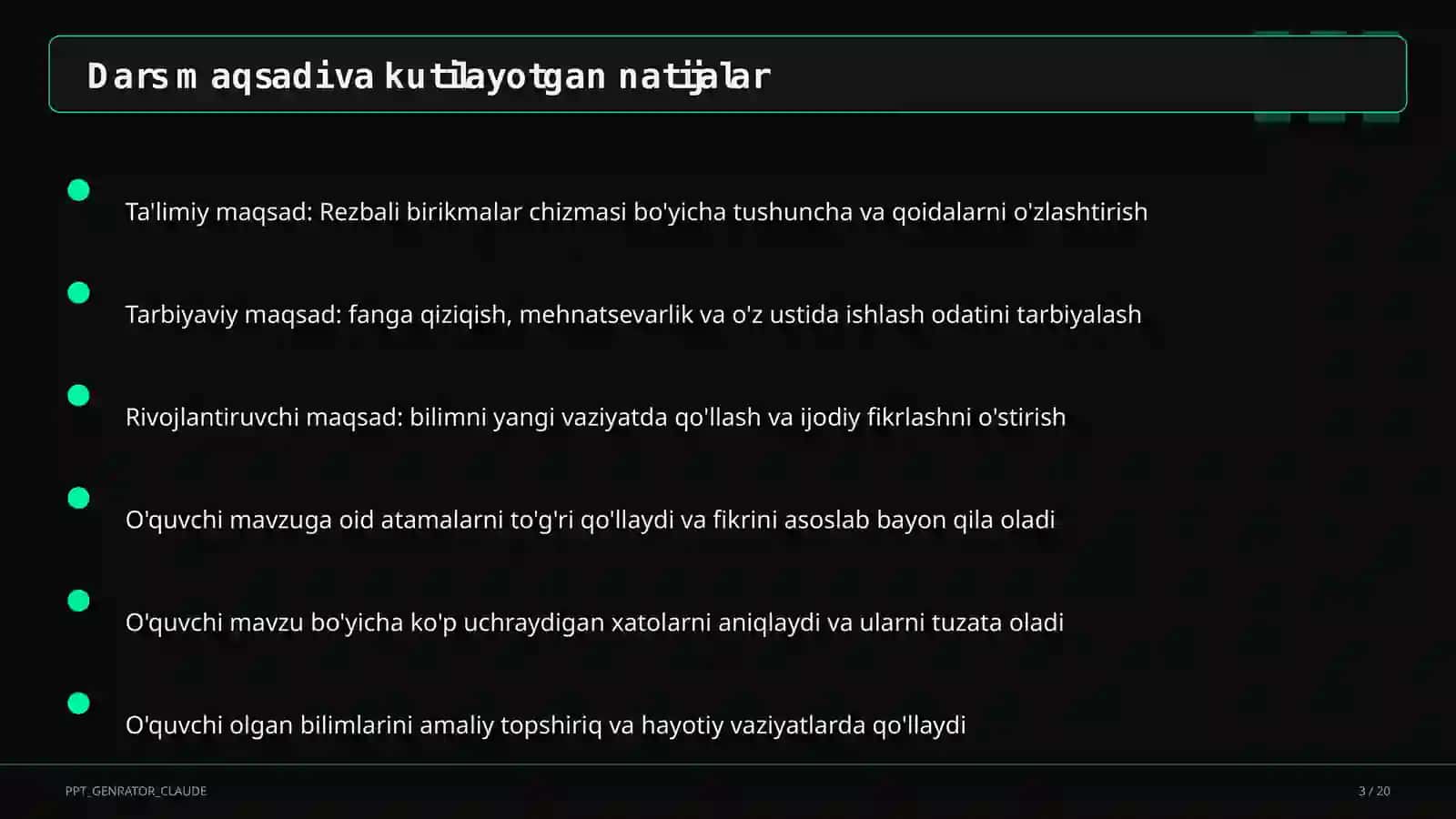 Rezbali birikmalar chizmasi (9-sinf) 3