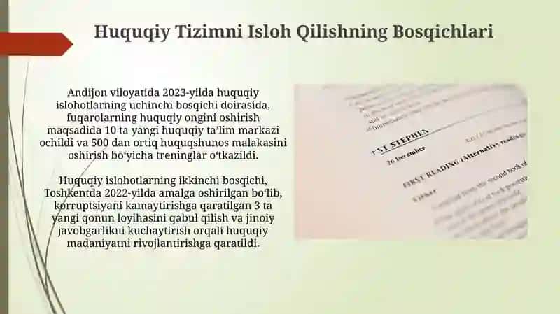 Huquqiy Tizimni Isloh Qilish 3