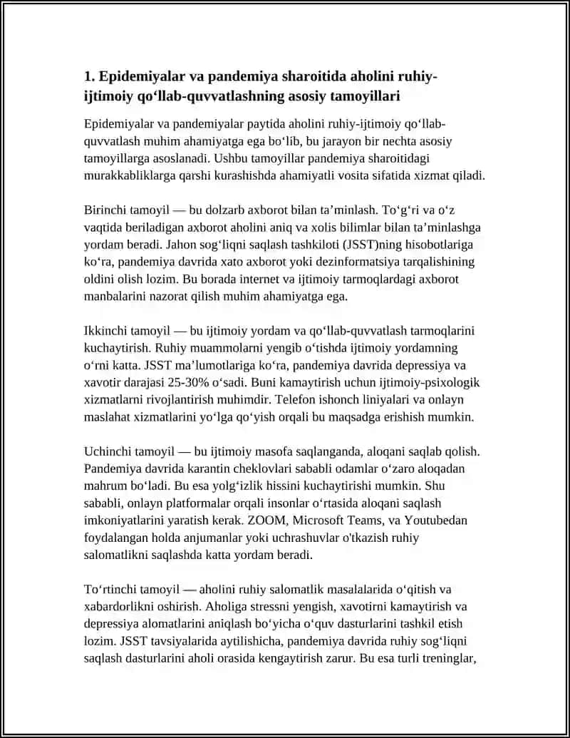 EPIDEMIYA/PANDEMIYA HOLATLARIDA AHOLIGA RUHIY IJTIMOIY YORDAM 3