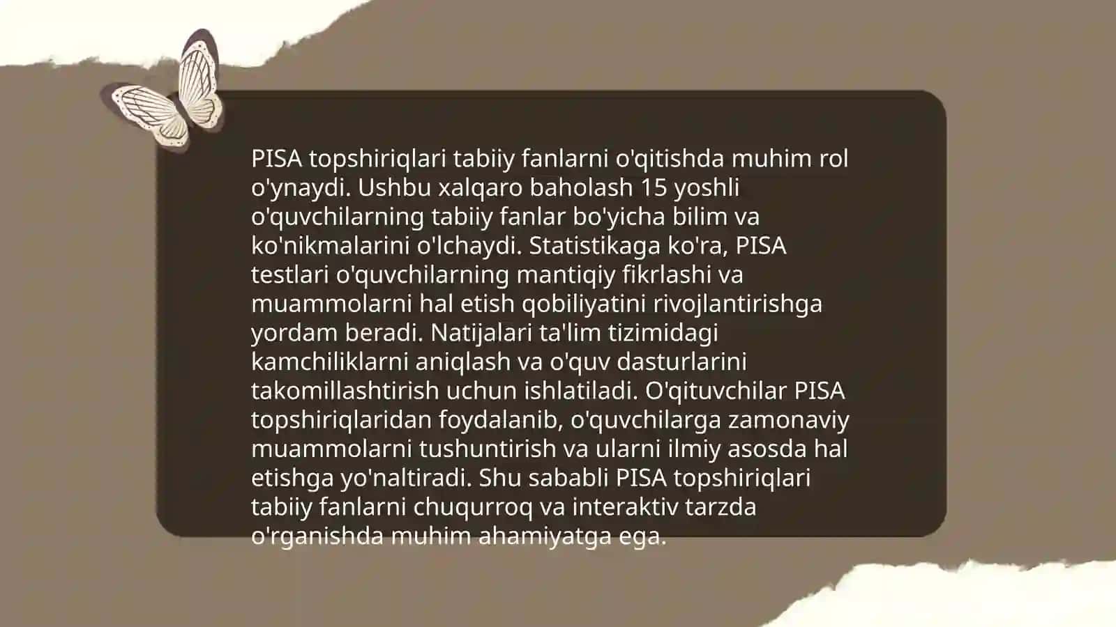 Tabiiy fanlar nazariyasi va metodikasini oʻqitishda PISA topshiriqlari asosida oʻquvchilar bilimini nazorat qilish va baholashning zamonaviy usullari 3