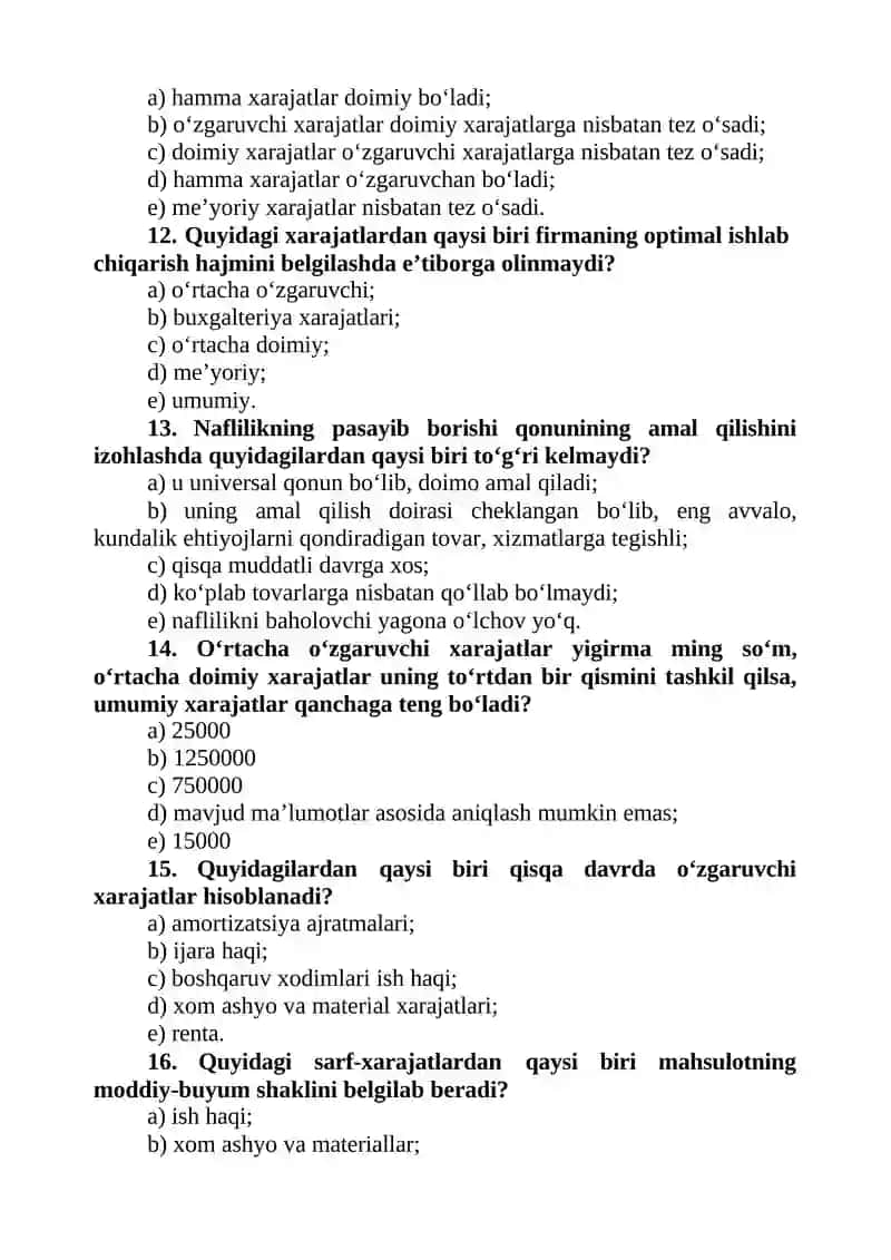KORXONA (FIRMA) XARAJATLARI VA FOYDASI 3