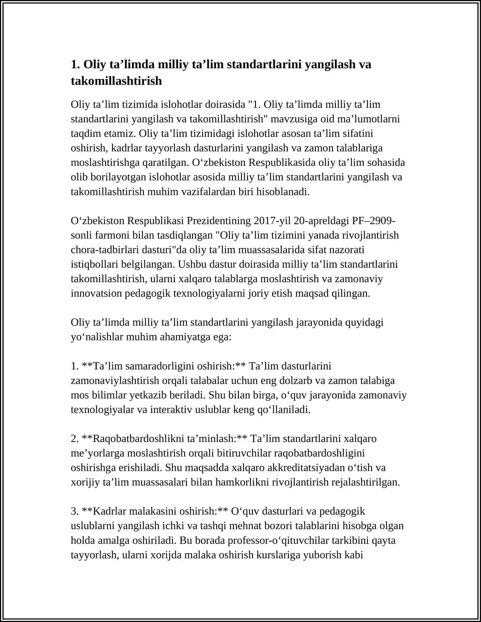 OLIY TA’LIM TIZIMIDA OʻZGARISHLAR, ISLOHOTLAR 3