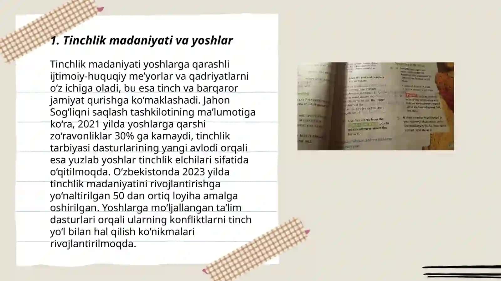 Tinchlik Madaniyati va Yoshlar 3