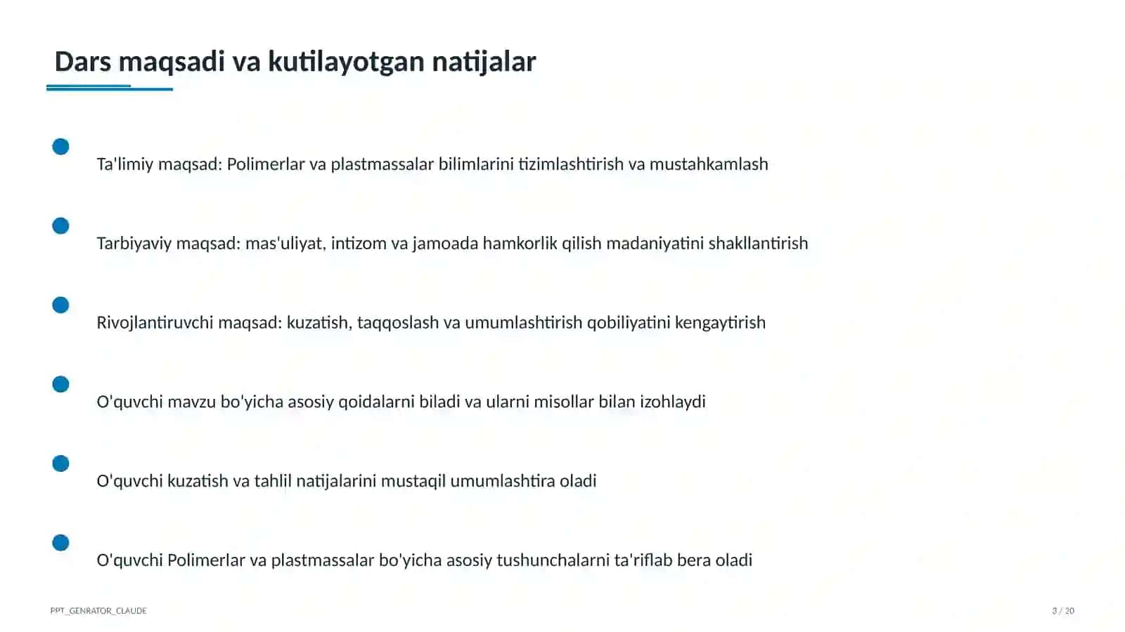 Polimerlar va plastmassalar (11-sinf) 3