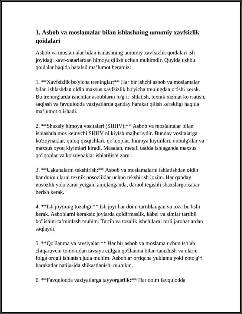 ASBOBLAR VA MOSLAMALAR BILAN ISHLAGANDA HAVFSIZLIK QOIDALARI 3