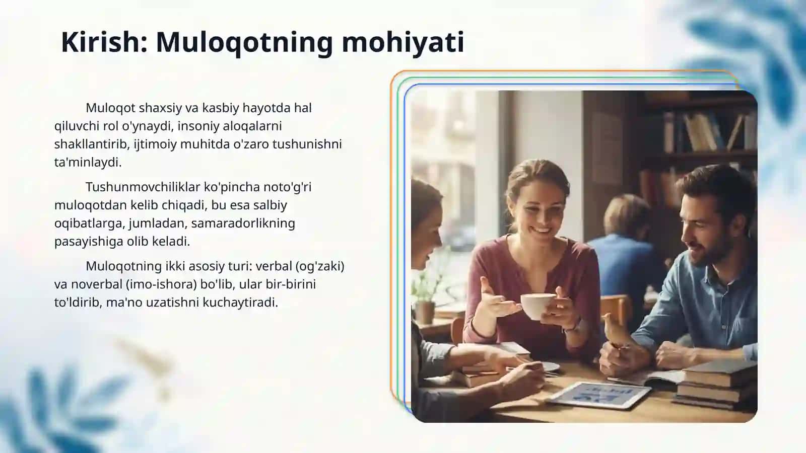 Verbal va noverbal muloqot sirlari: Odamlar bilan to'g'ri muomala qilish 3