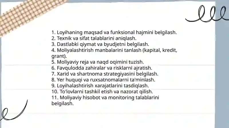 Buyurtmachi, quruvchi va injener konsultantining vazifalarni aniqlash 3
