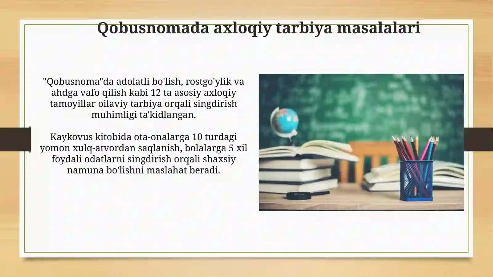 Kaykovusning Qobusnoma asarida oila tarbiyasi 3