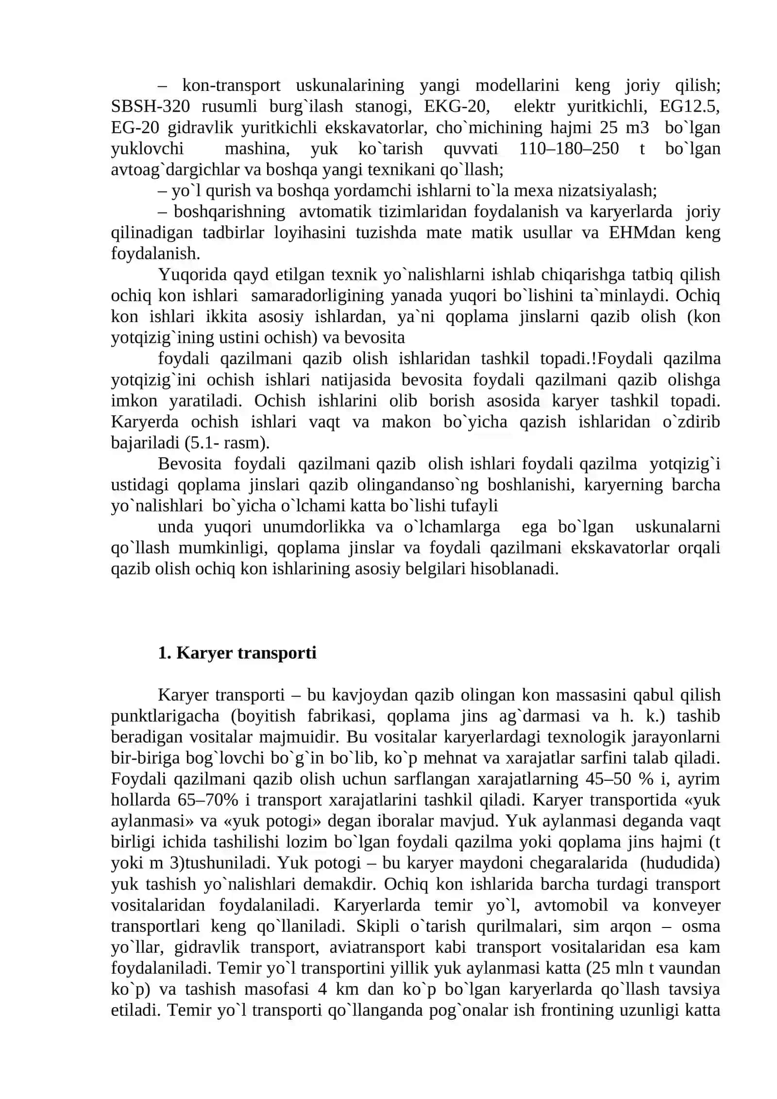 Foydali qazilma konlarini ochiq usulda qazib olishning texnologik asoslari 3