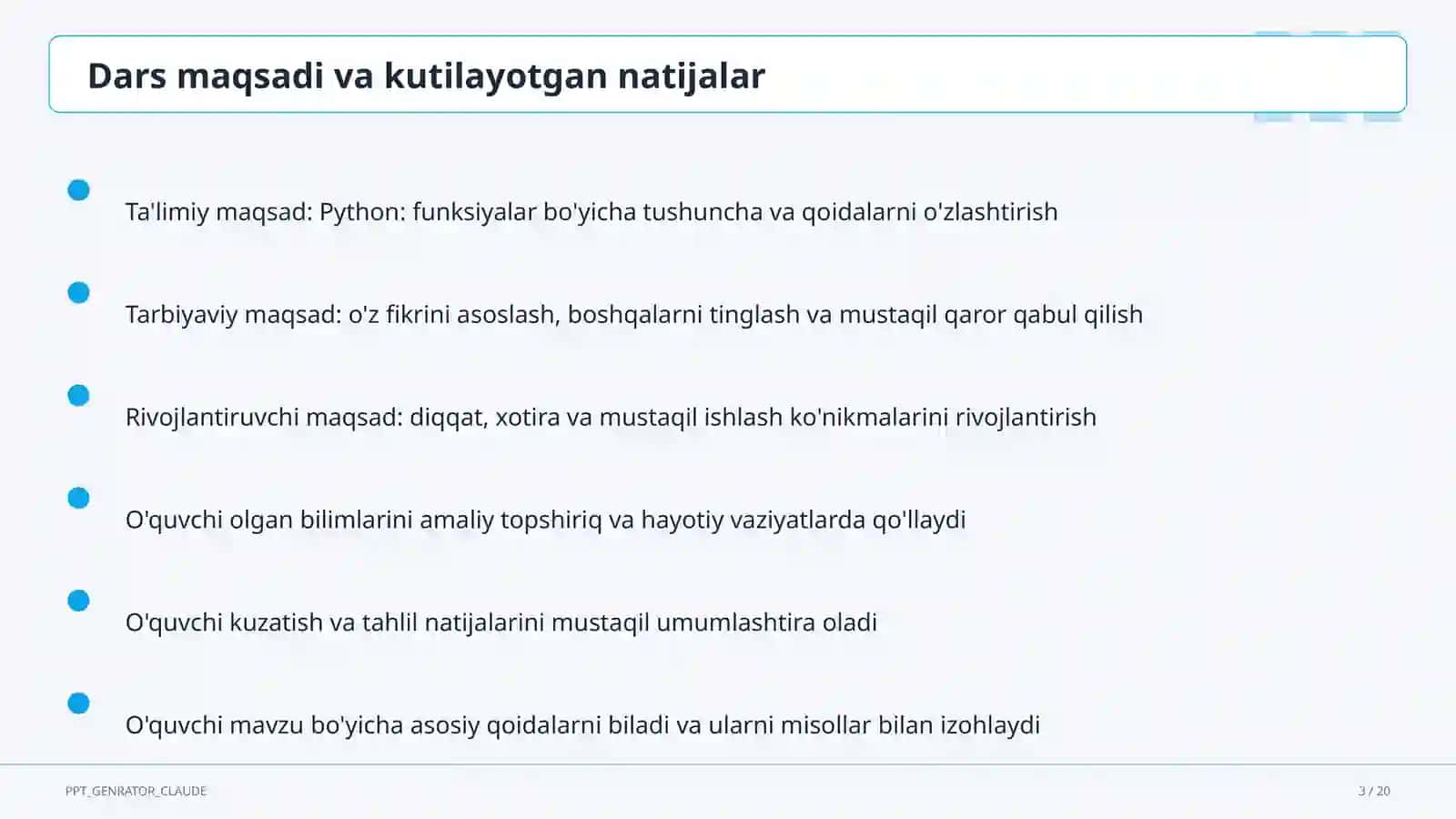 Python: funksiyalar (9-sinf) 3