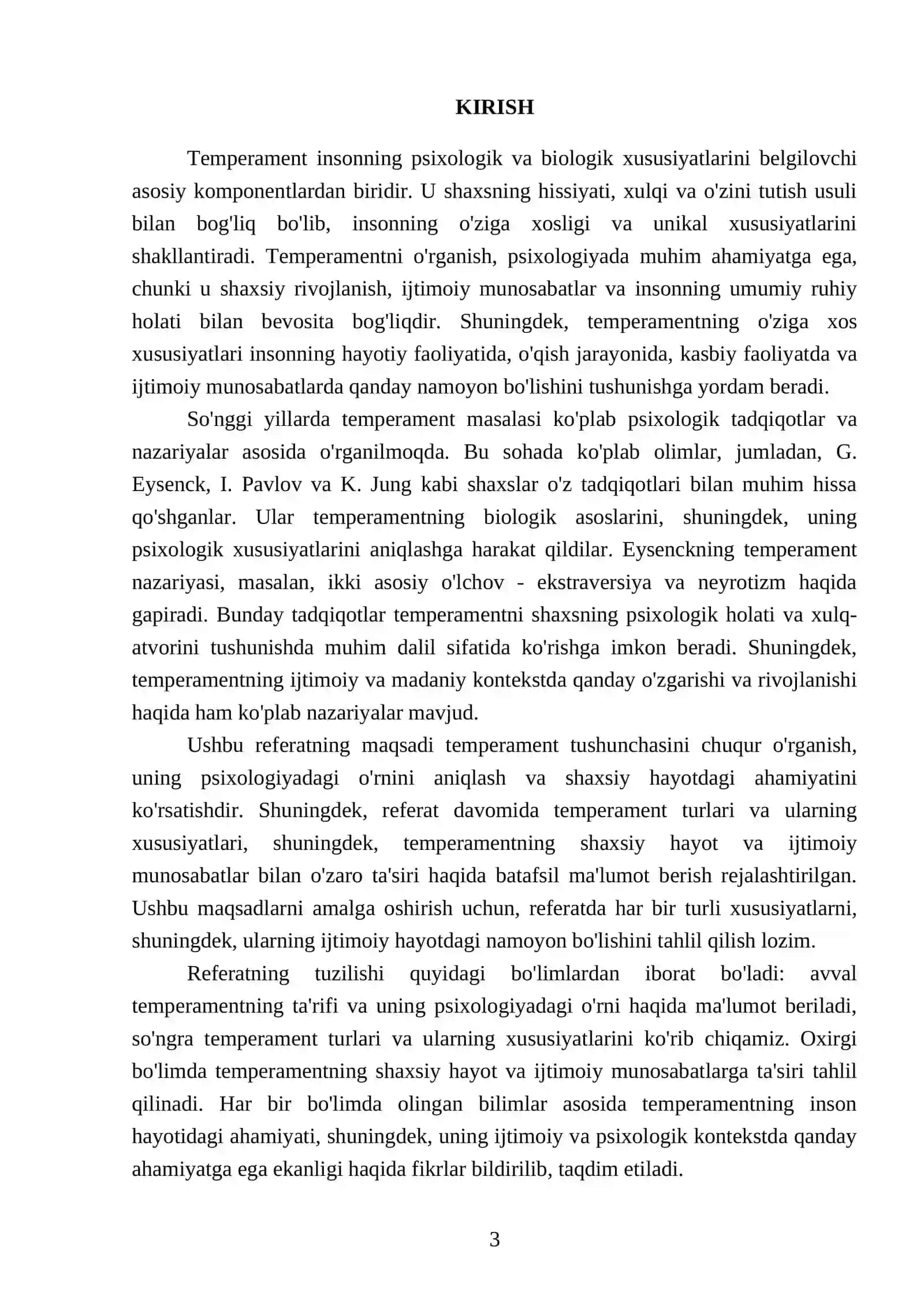 Temperamentning ta'rifi va uning psixologiyadagi o'rni 3