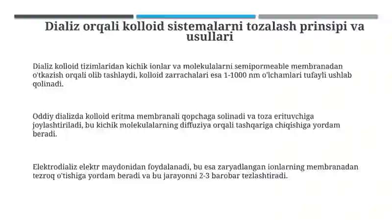 Kolloidsistemalarnidializyoʻlibilantozalash 3