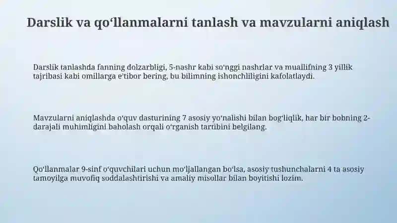 Darslik va qoʻllanmalarni tanlash va mavzularni aniqlash 3