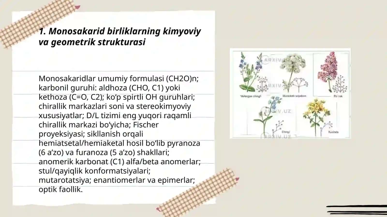 Monosakarid birliklarning kimyoviy va geometrik strukturasi 3