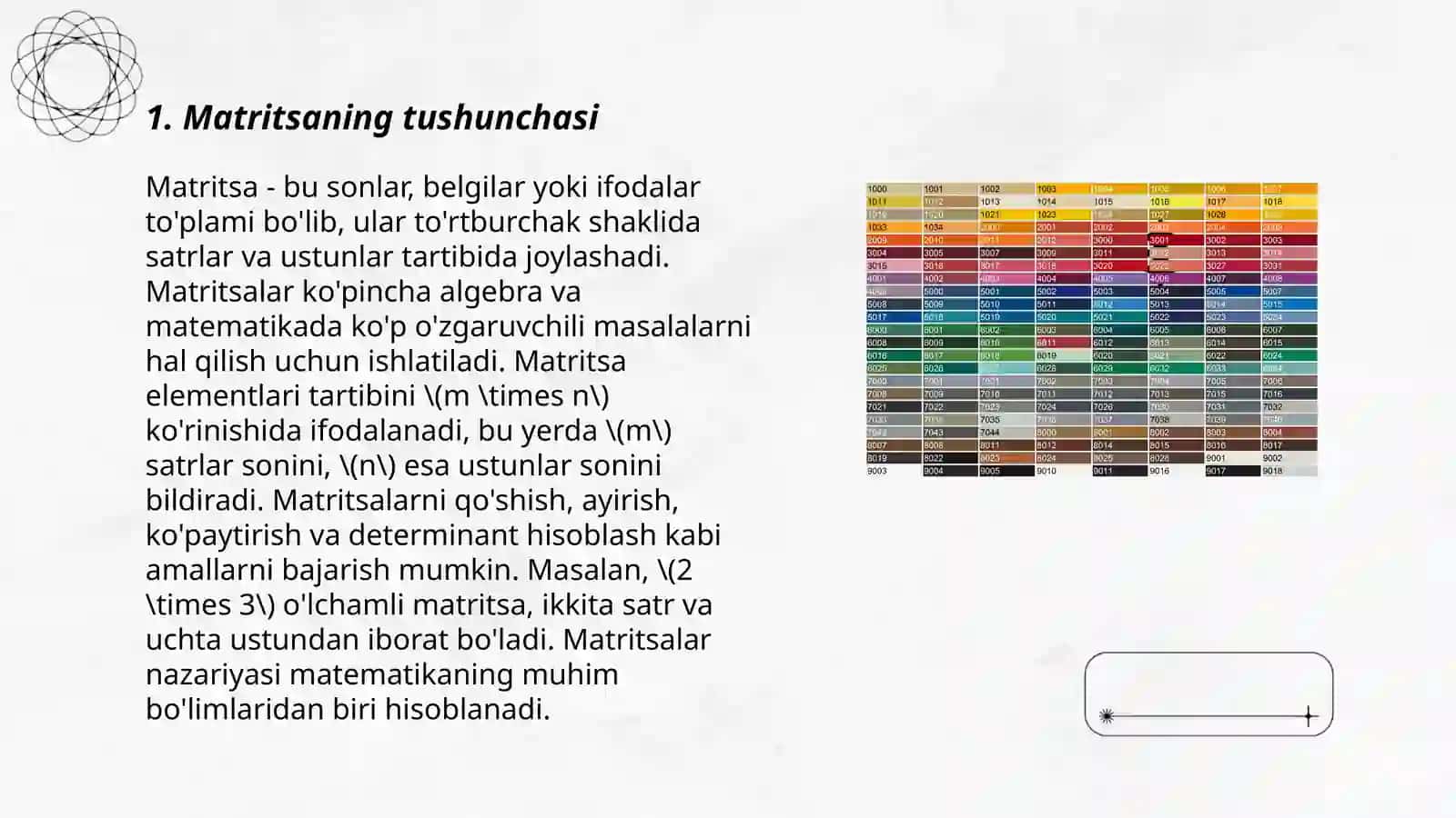 Matritsaning rangi 3