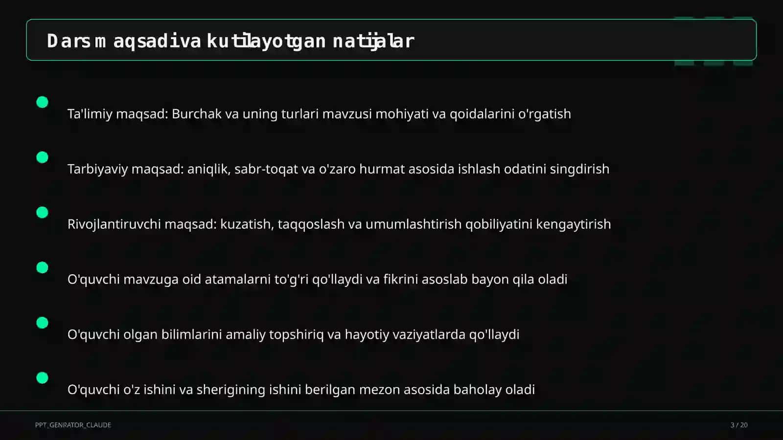 Burchak va uning turlari (4-sinf) 3