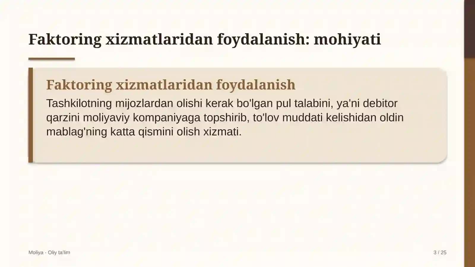 eshik rom ishlab chiqarish korxonalarida faktoring xizmatlaridan foydalanish 7643 3