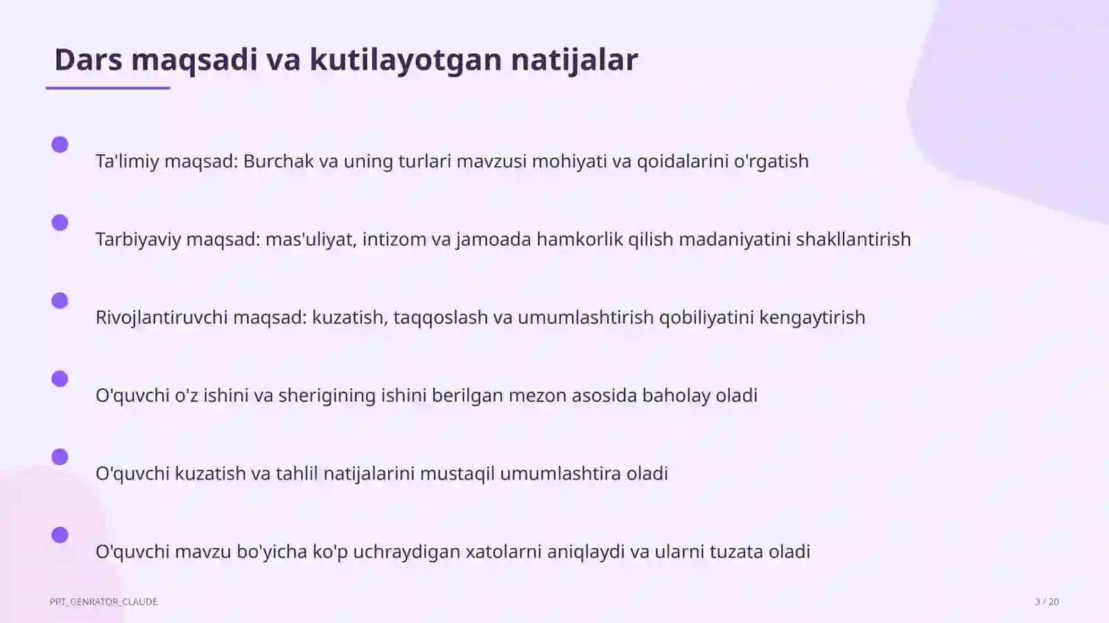 Burchak va uning turlari (4-sinf) 3