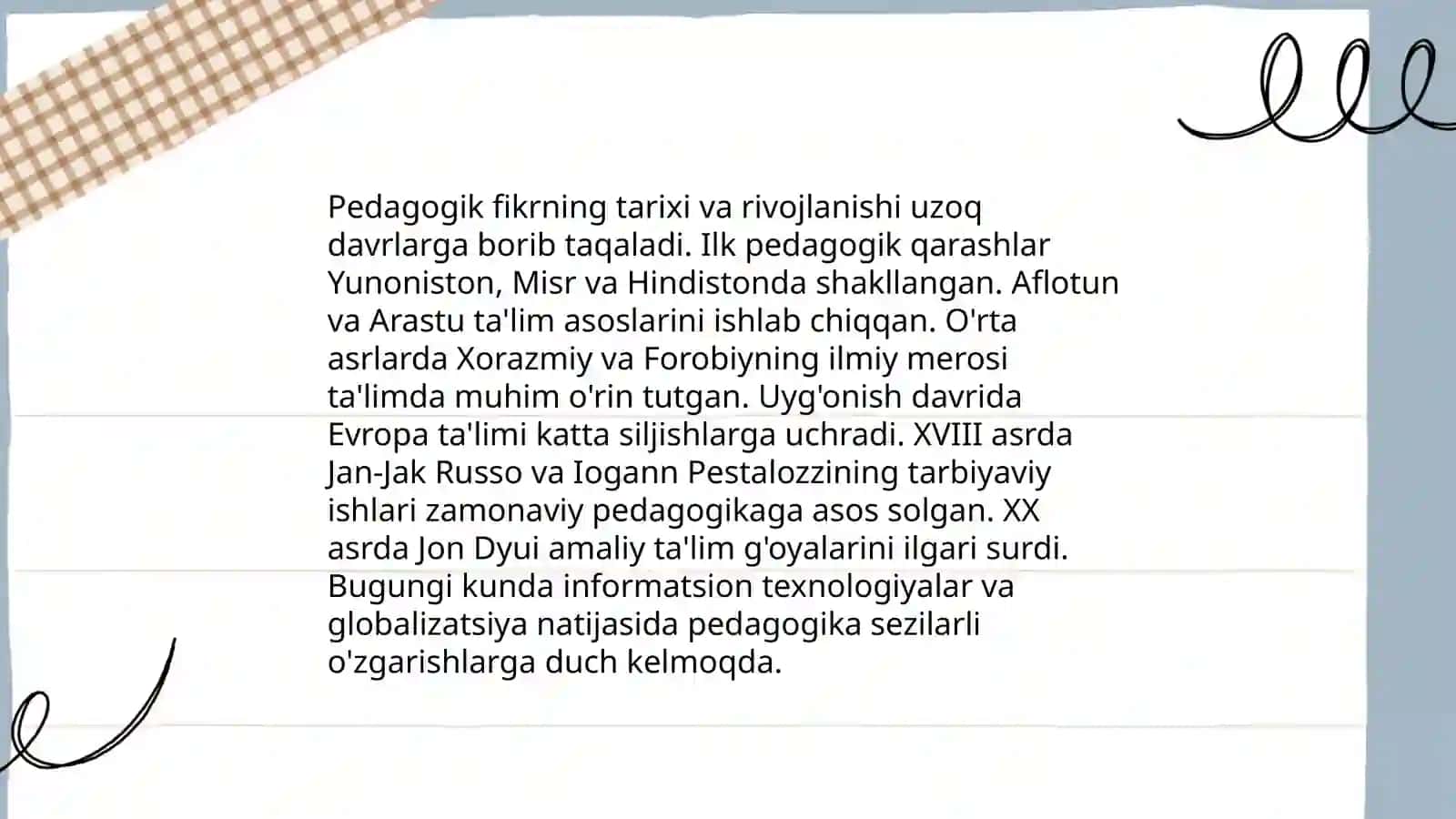 Pedagogik fikr tarixi va maktab amaliyotida o'qituvchi mahorat masalalari 3