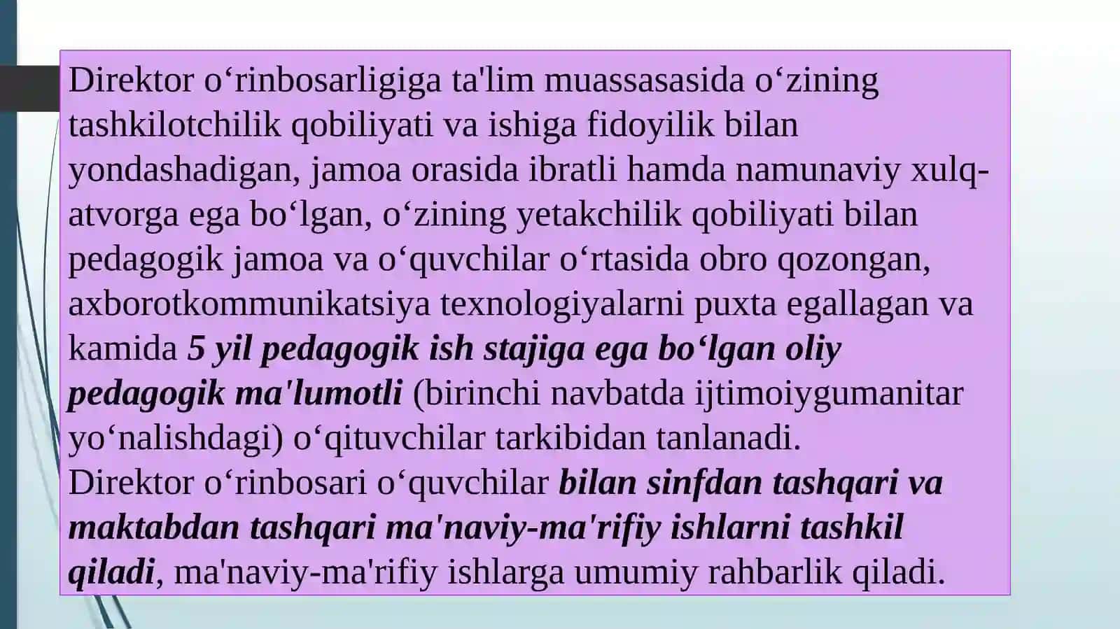 Sinfdan va maktabdan tashqari ishlarni amalga oshirishda direktor o‘rinbosarining ish metodikasi 3