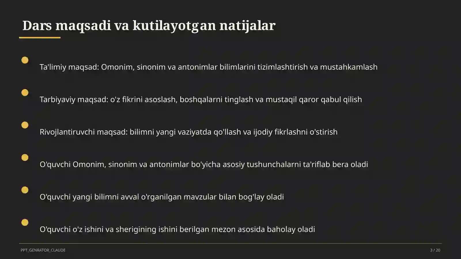 Omonim, sinonim va antonimlar (5-sinf) 3
