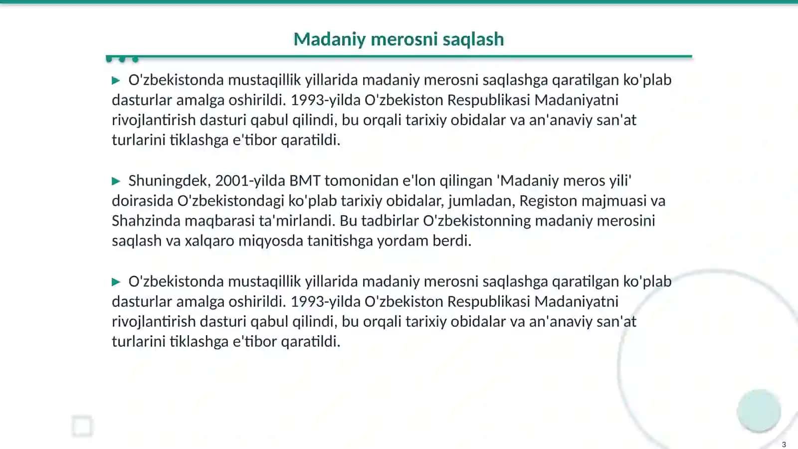 O'zbekistonning manaviy va madaniy taraqqiyoti 3