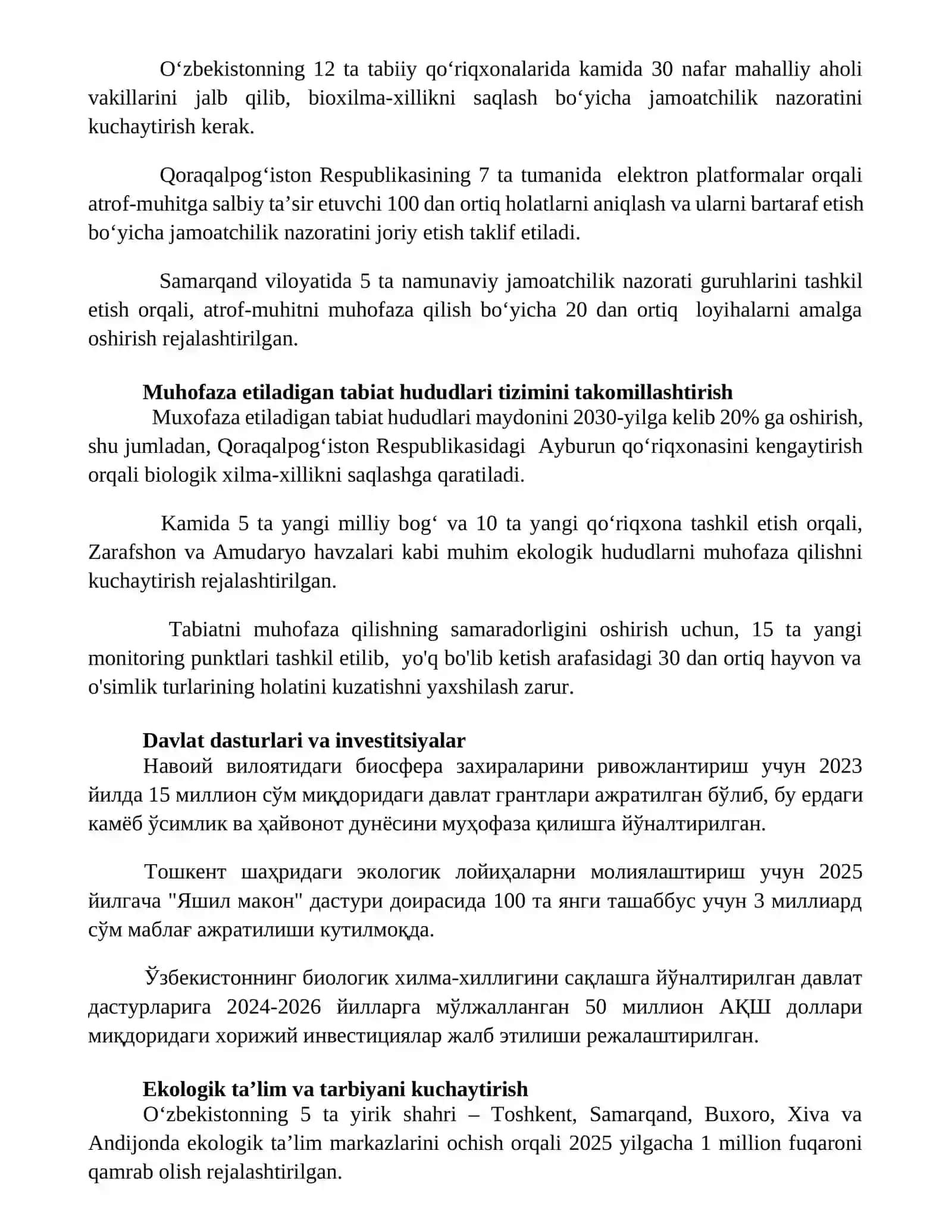 O'zbekistonning organik olamni muhofaza qilish tadbirlarini ishlab chiqish 3