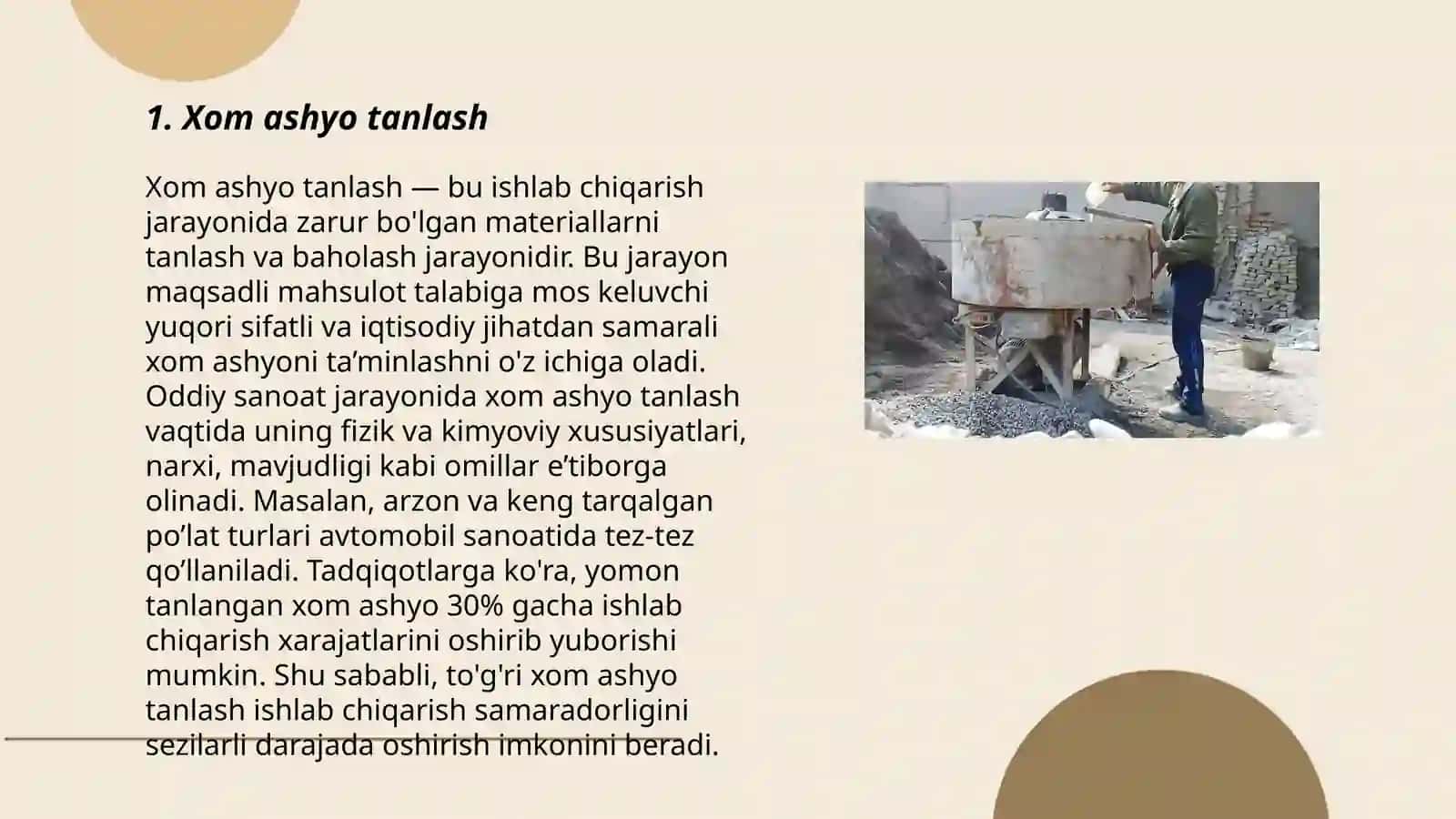 Xom ashyo tanlash 3
