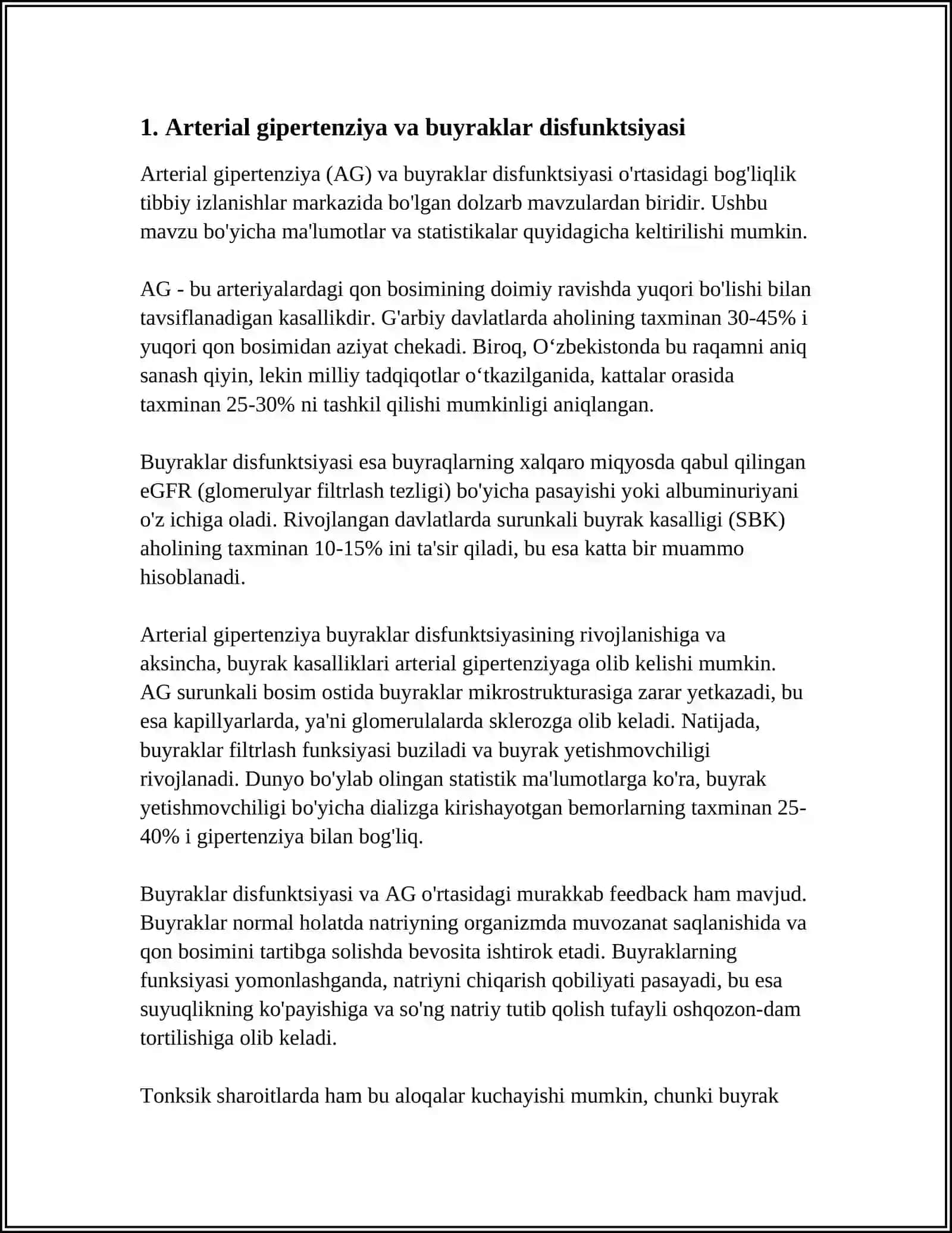 ARTERIAL GIPERTENZIYADA BUYRAKLAR DISFUNKSIYASINING RIVOJLANISHINI ERTA TASHXISLASH USULLARI 3