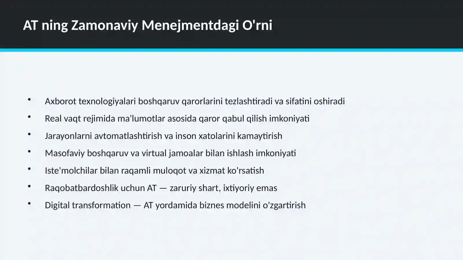 Menejmentda Axborot Texnologiyalaridan Foydalanish 3