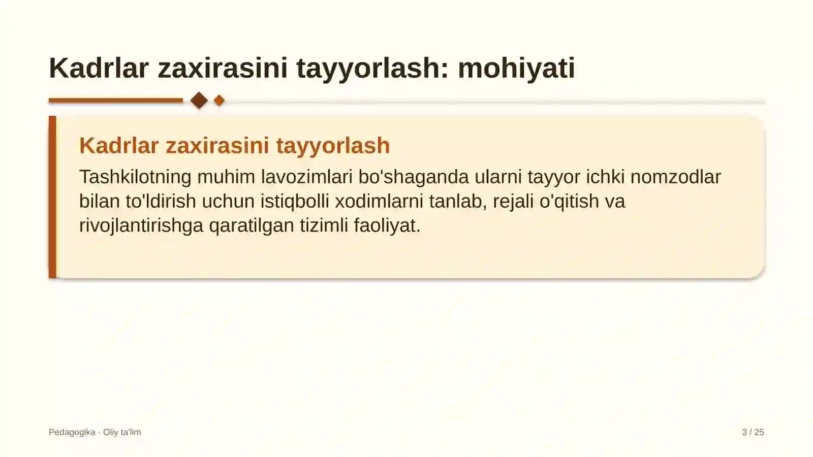 Kadrlar zaxirasini tayyorlash: mohiyati 3