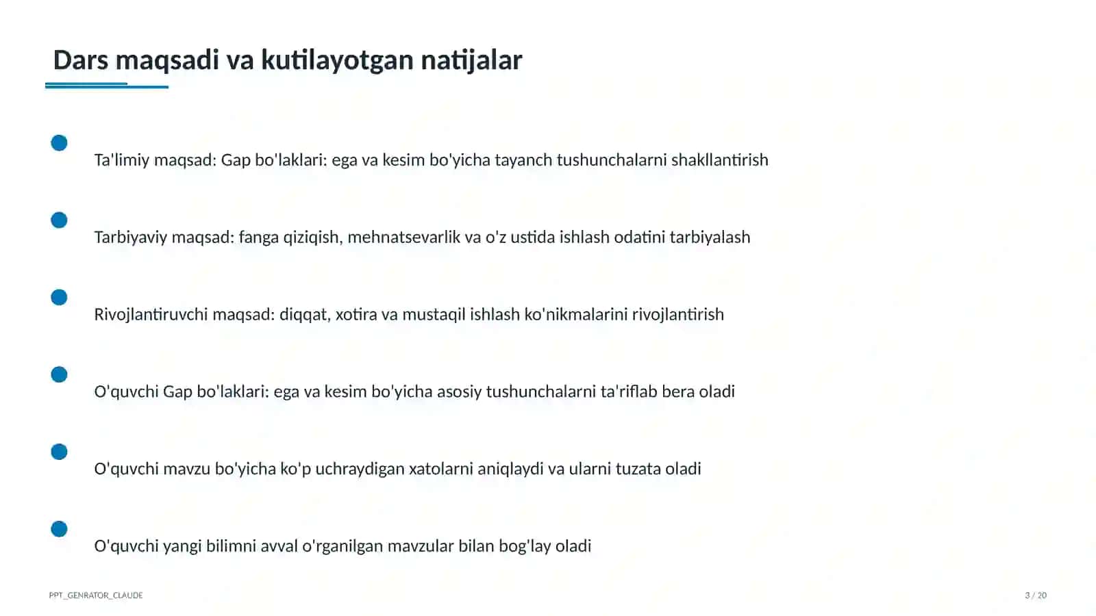 Gap bo'laklari: ega va kesim (4-sinf) 3