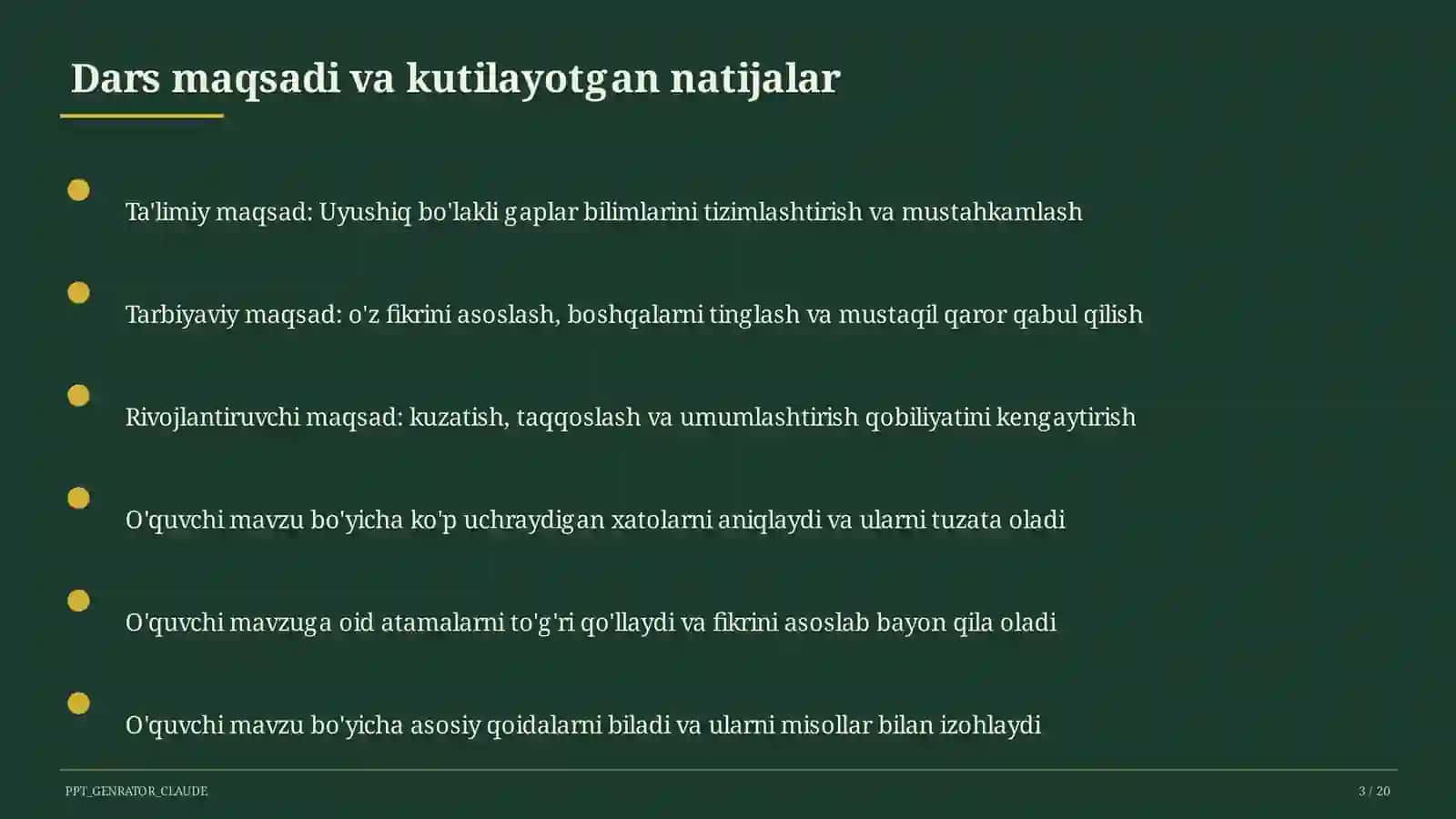 Uyushiq bo'lakli gaplar (4-sinf) 3
