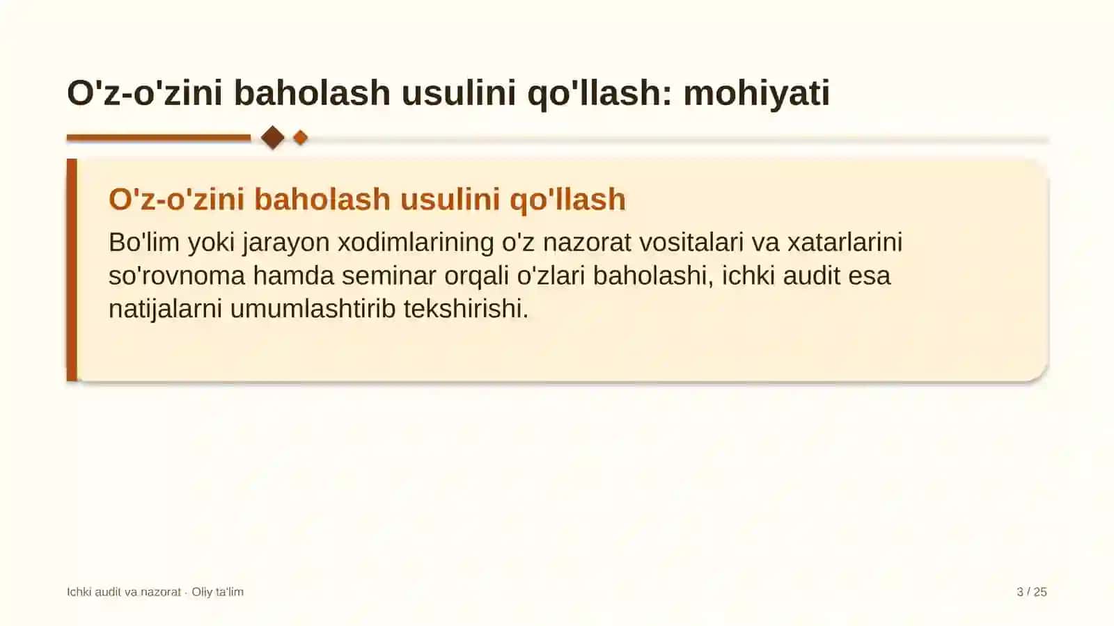 Farmatsevtika sanoatida o'z-o'zini baholash usulini qo'llash 3