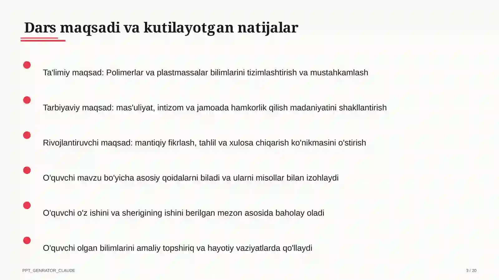 Polimerlar va plastmassalar (11-sinf) 3