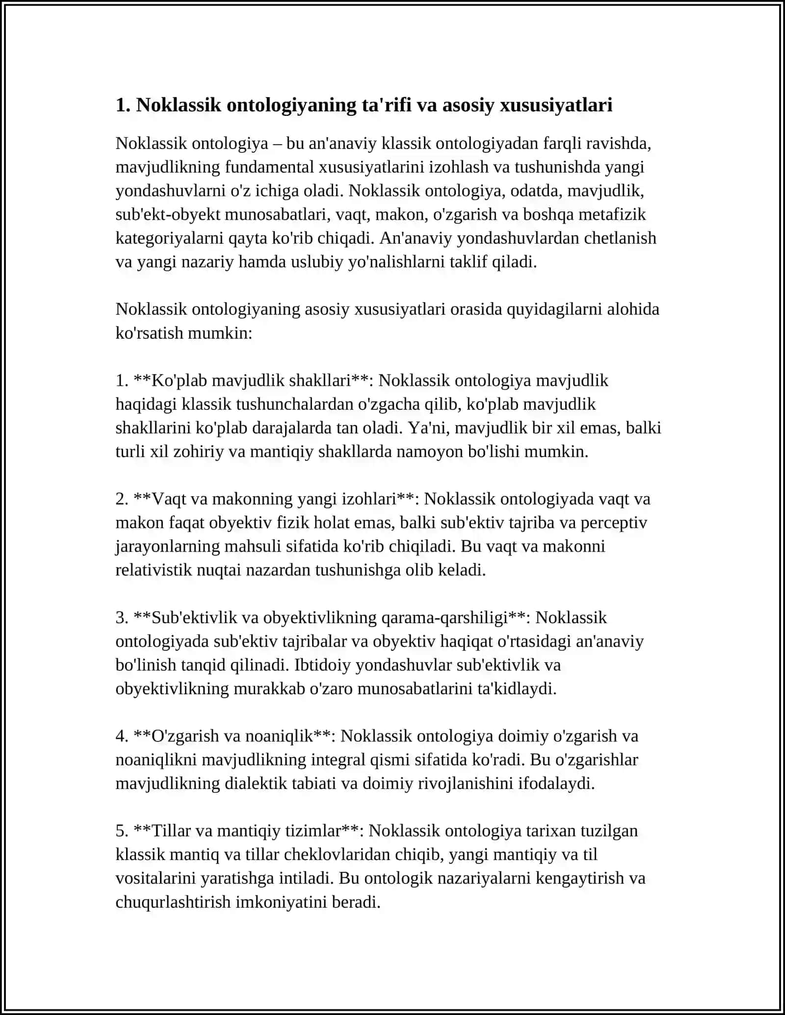 NOKILLASIK ONTOLOGIYANING YO'NALISHLARI VA MOHIYATI 3