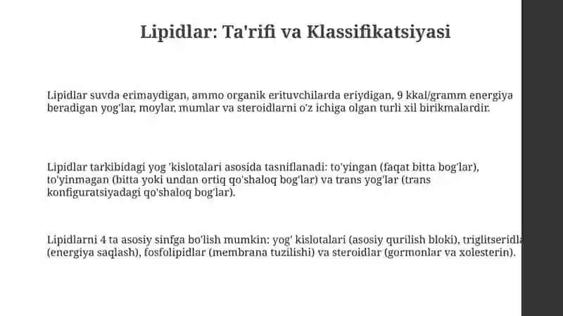 Lipidlar: Ta'rifi va Klassifikatsiyasi 3