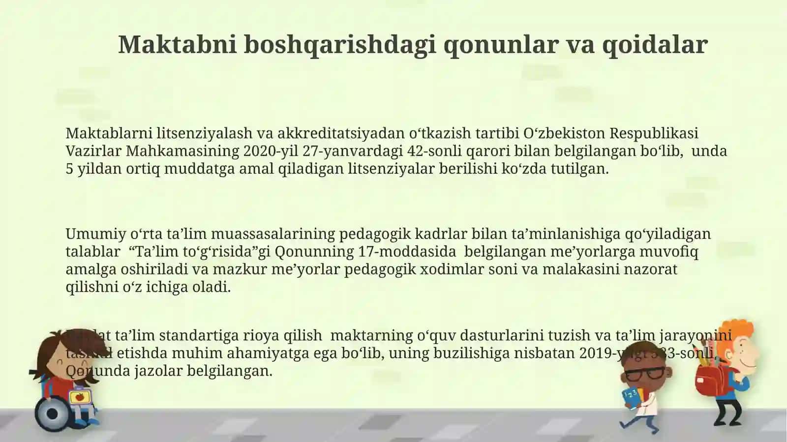 Maktabni boshqarish va unga rahbarlik qilishning qonun qoidalari 3