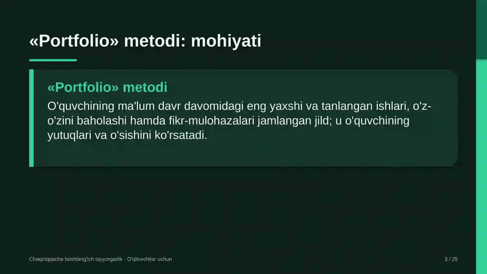 chaqiriqqacha boshlang'ich tayyorgarlik darslarida portfolio metodidan foydalanish 3508 3