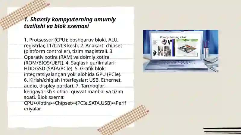 Shaxsiy kompyuterning tuzilishi va arxitekturasi 3