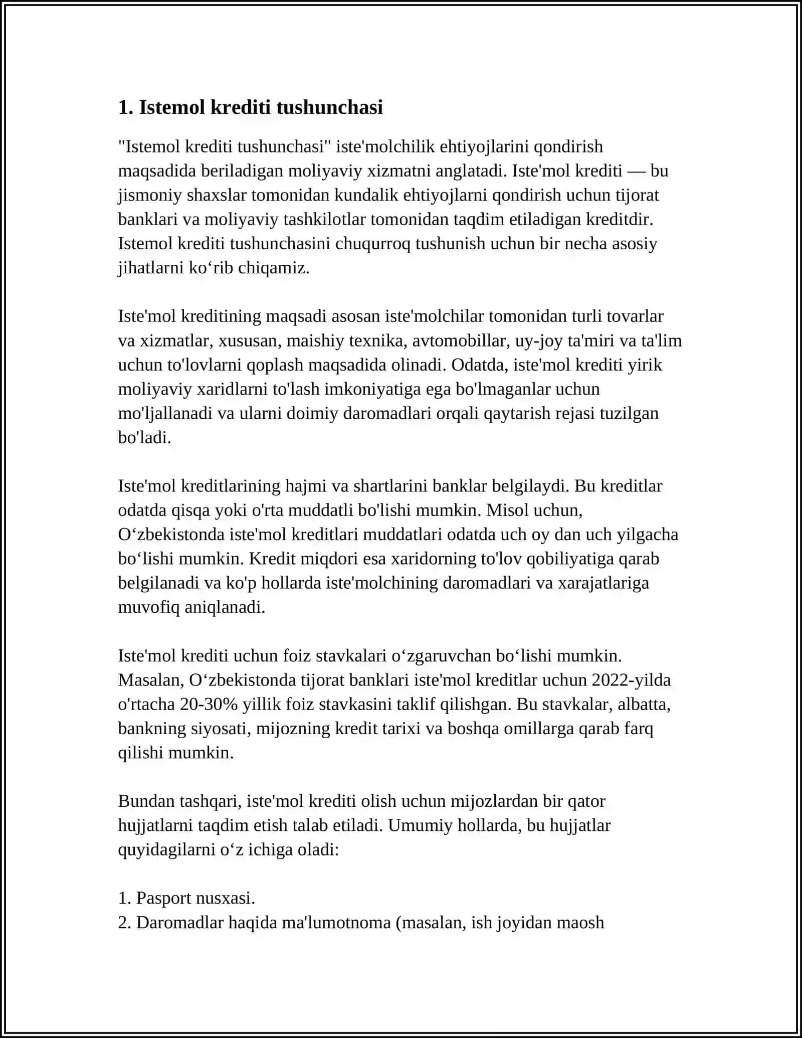 Istemol krediti va uning ijtimoiy ahamiyati 3