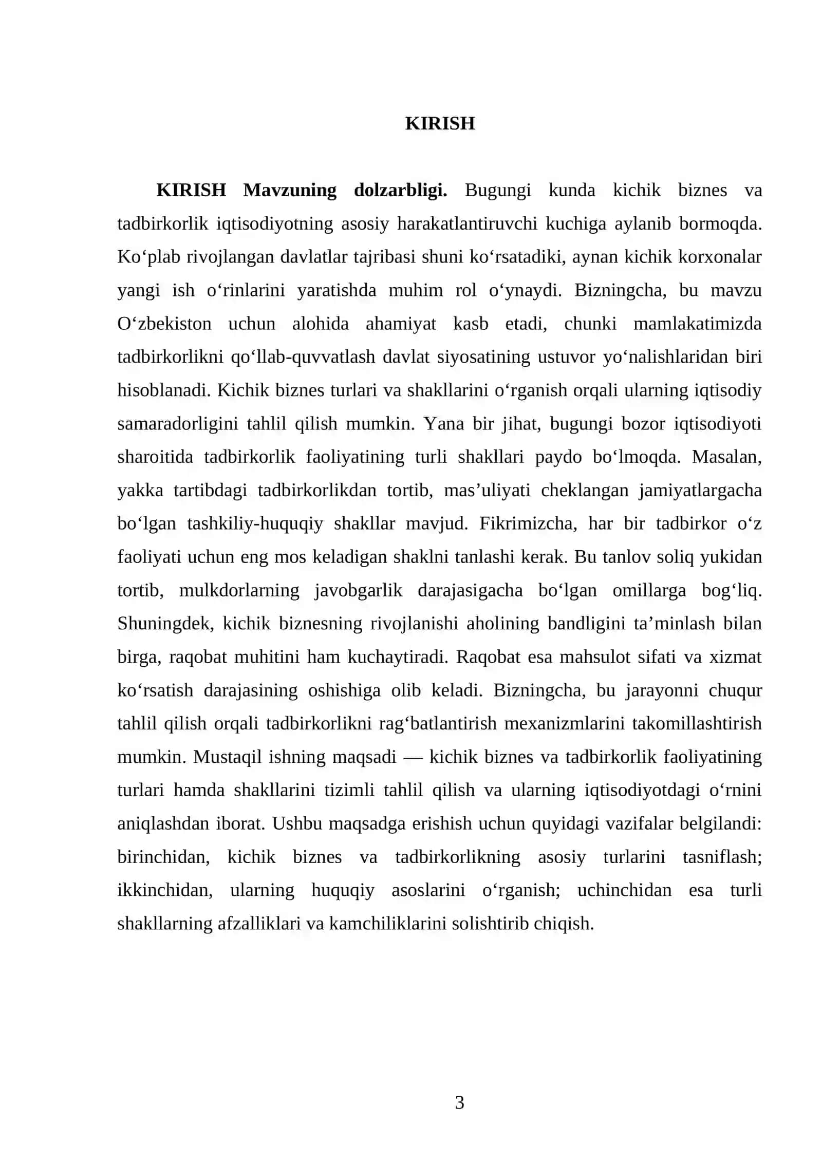 Kichik biznes va tadbirkorlik faoliyatining turlari va shakllari 3
