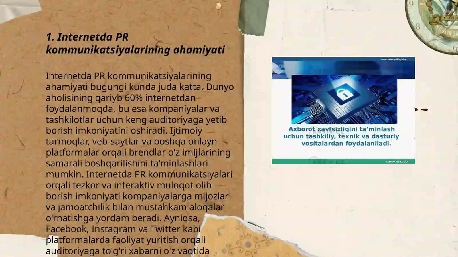 Internetda tashkilot, shaxs imijini ko'tarishda PR kommunikatsiyalaridan foydalanish 3