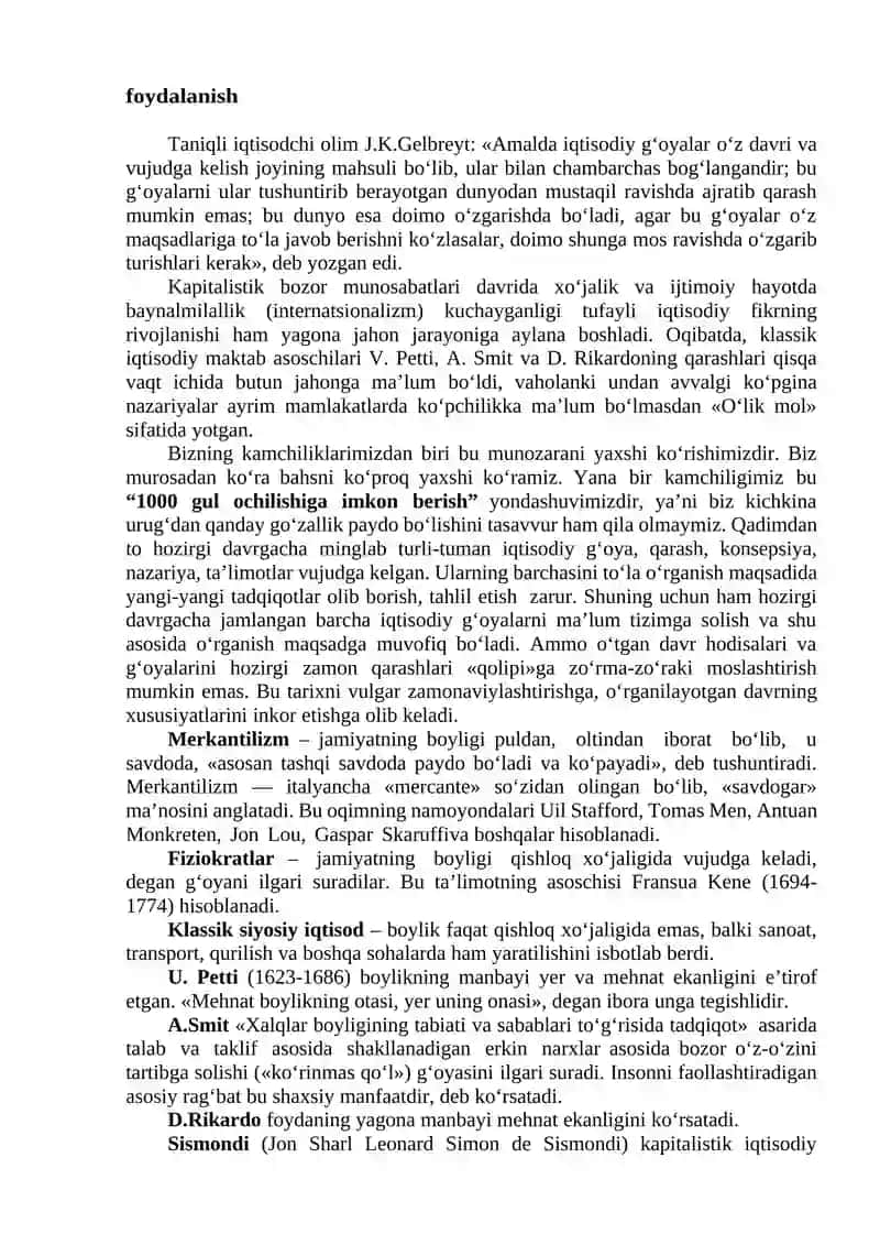 IQTISODIY TA’LIMOTLAR TARIXI FANINING PREDMETI VA O‘RGANISH USULI 3