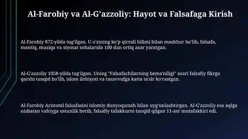 Al-Farobiy va Al-G'azzoliy: Hayot va Falsafaga Kirish 3