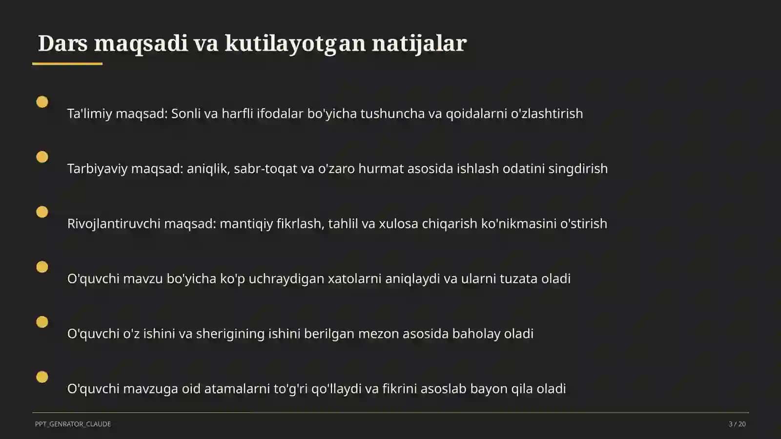 Sonli va harfli ifodalar (5-sinf) 3