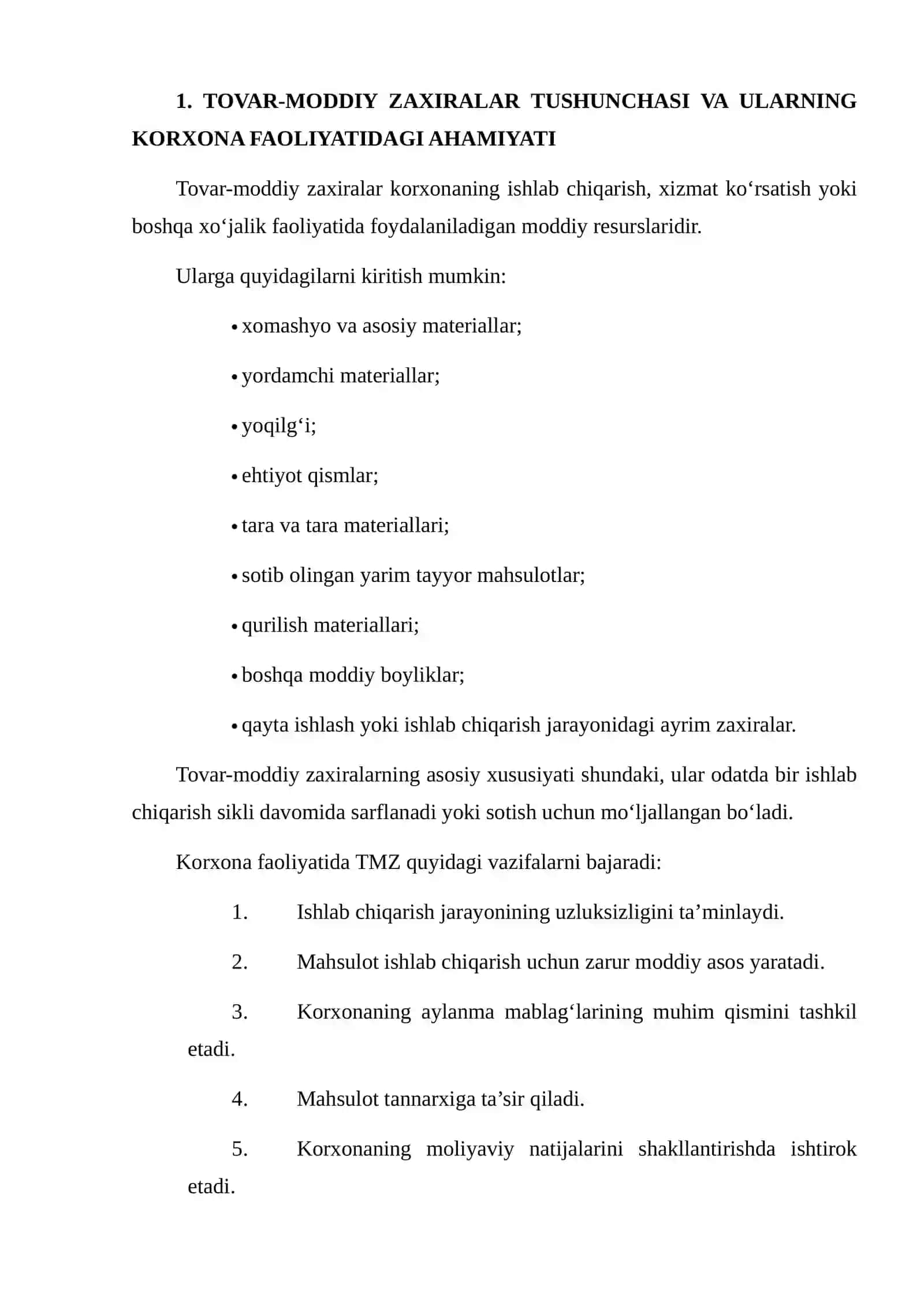 Tovar-moddiy zaxiralar kirim qilish va ishlab chiqarishga sarflash vaqtida baholashning to‘g‘riligini tekshirish 3