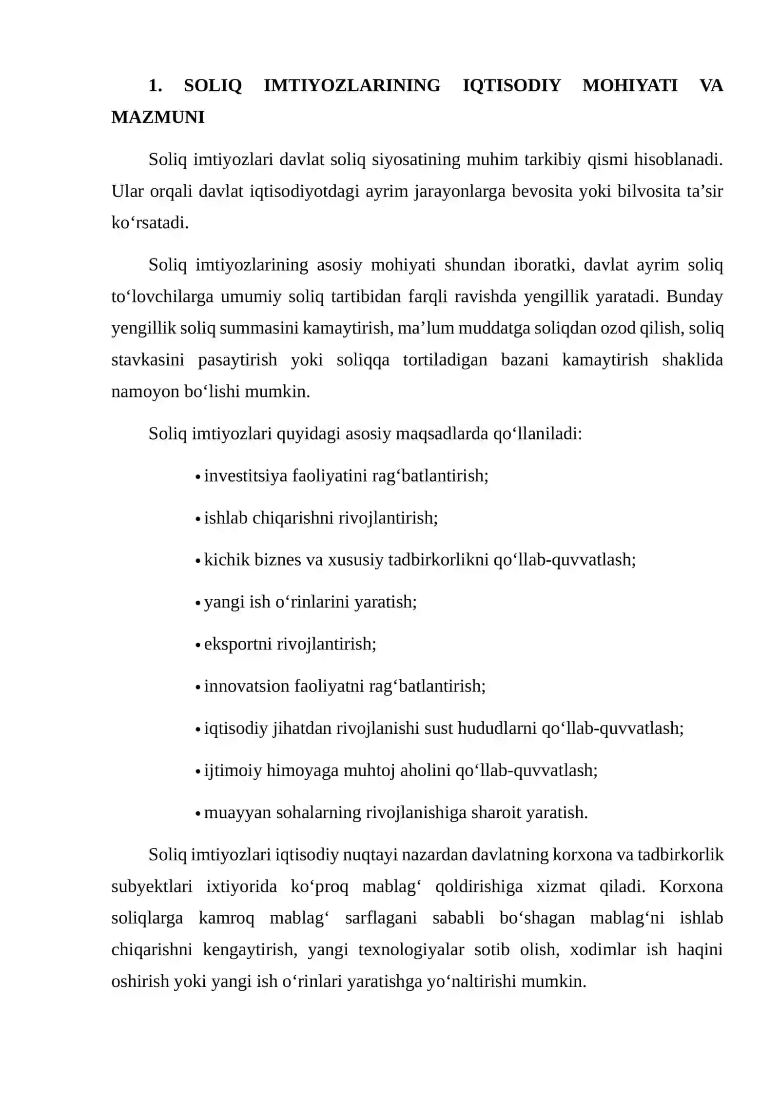SOLIQ IMTIYOZLARI VA ULARNING IQTISODIY SAMARADORLIGI 3